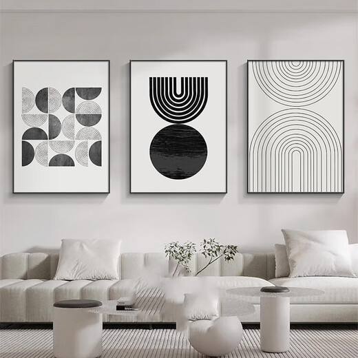 Hanxuan salon décoration peinture canapé fond mur peinture peinture légère luxe haut de gamme en noir et blanc atmosphère 2025 nouveau restaurant mural jd11975 50 * 70/50 * 70/50 * 70 en porcelaine cristalline en alliage en alliage en aluminium noir