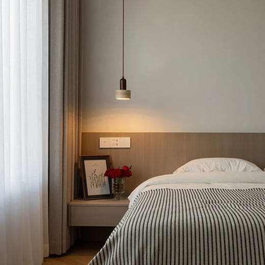 Wen Yijia individuelles Bett am Nachtposten kleiner Kronleuchter, WASAKI-Creme-Stil Hauptschlafzimmer warm und romantisch Homestay Creative Retro Mountain Wall Line Lampe 6221 Massivholz Kronleuchter Stil-drei Farblicht Licht