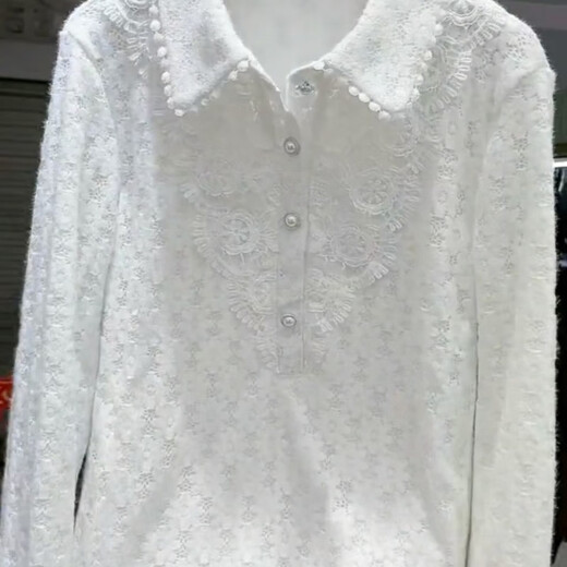 KAHTOP2025 new autumn and winter lace doll collar shirt women's long-sleeved inner shirt plus velvet thickened bottoming top DJC 791 apricot plus velvet XL (recommended 115-125Jin Jin equals 0.5 kg)