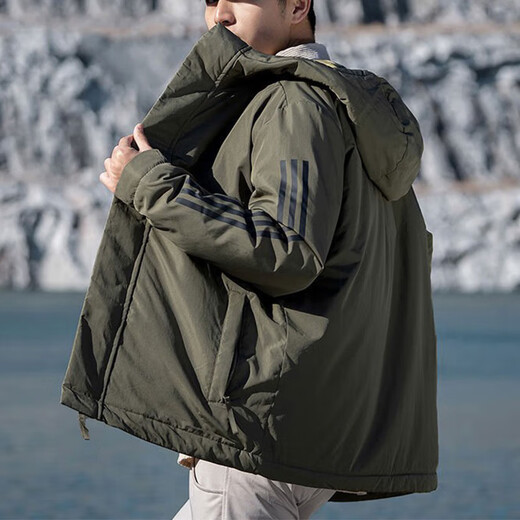 阿迪达斯（adidas）棉服男装女装 2025春季新款保暖情侣连帽防风外套运动服棉衣棉袄 IV9230/岩层橄榄绿 2XL 185