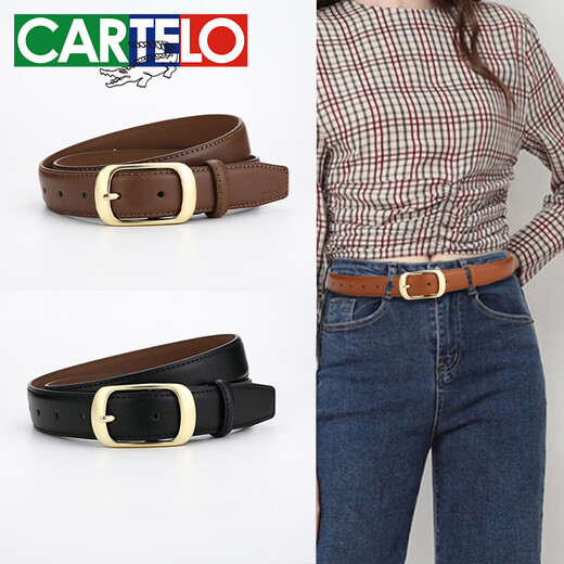 Katile Crocodile Women's Leather Belt Cowhide Korean Decorative Idle Belt Simple and All-match Pin-buckle Belt New Year Birthday Gift