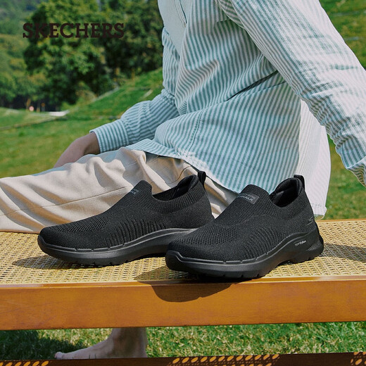 斯凯奇（Skechers）男鞋夏季网面透气懒人一脚蹬健步鞋软底轻便休闲运动鞋216205