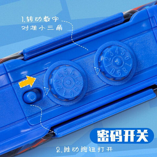 Nuevo bloqueo de contraseña Transformadores de gran capacidad Boy Multifuncional Case de lápiz Optimus Prime Stationery Box Garn Double-Sharpening 9928 Optimus Prime con 1 estuche de lápiz pequeño + 1 Pen de pizarra