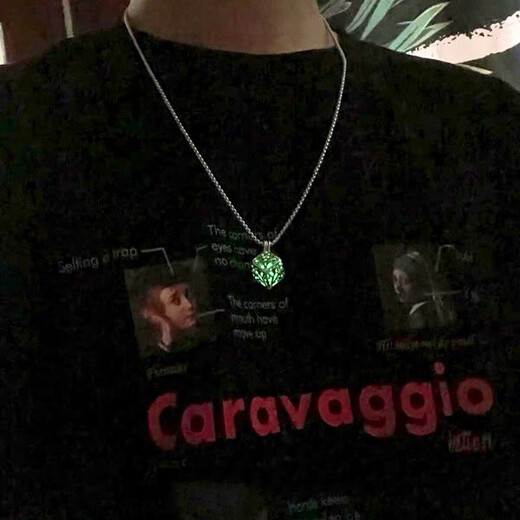 QMXD luminous necklace men's trendy hip-hop tree of life pendant student titanium steel chain versatile necklace men's sweater chain