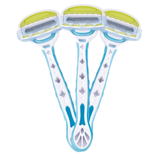 Beiyin imported women's 5-layer epilator private armpit hair shaver shaving razor without sting (pack of 3) blue