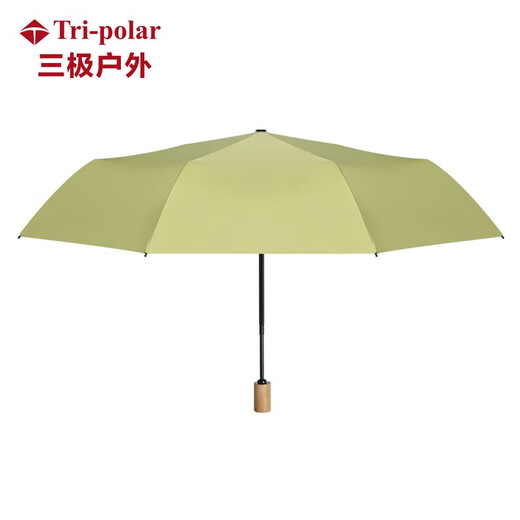 Tri-polar 木手柄晴雨伞折叠黑胶遮阳伞手动三折伞TP7027 烟波蓝（手动）