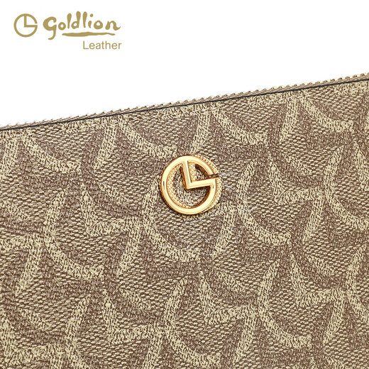 Goldlion Wallet 2024 Neue Mode vielseitige Kupplungsbeutel Retro bedruckte Handtasche Langes Geldbeutel Frauen Khaki