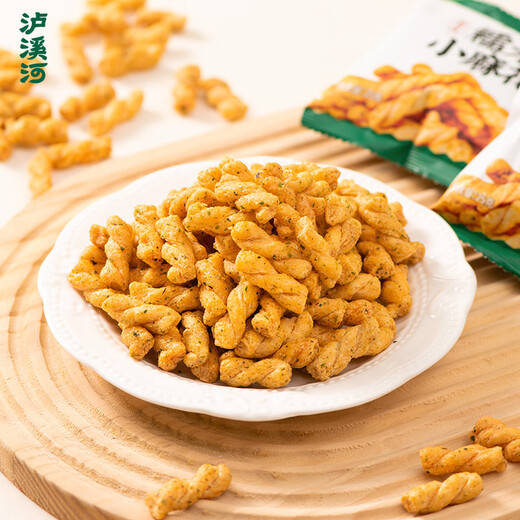 Luxihe glutinous rice small twist seaweed flavor 25g*10 bags pastry cake puffed biscuits peach snacks