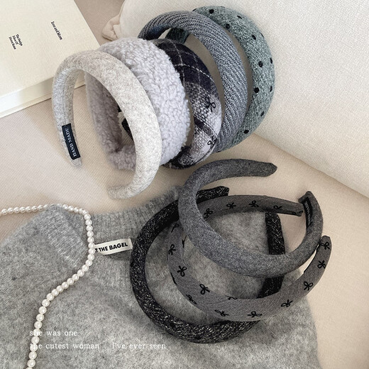 Morning Star Summer Gray Fabric High Headband Women's New Fashion Versatile Headband Hairpin High-end Hair Bundle One wide-brimmed gray bow headband