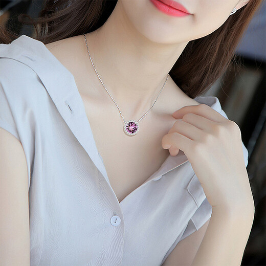 JOLEE necklace female amethyst S925 silver pendant simple fashion clavicle chain jewelry gift for girls one thing and one certificate