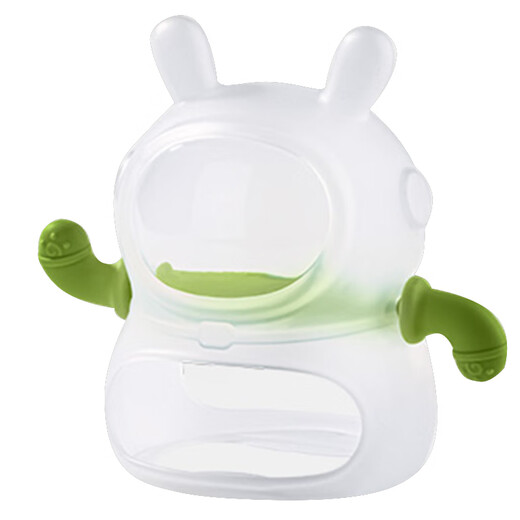 YEEHOO teether for infants in oral period 3-6 months, silicone toy for teething, baby soothing teether, anti-eating hand artifact chewing gum, small mushroom teether, space rabbit green, 1 pack