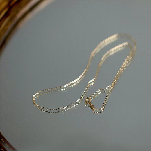 Yage 14K gold classic bi-in super flash clavicle chain K gold necklace extremely fine adjustable simple classic plain gold o chain sterling silver gold o chain