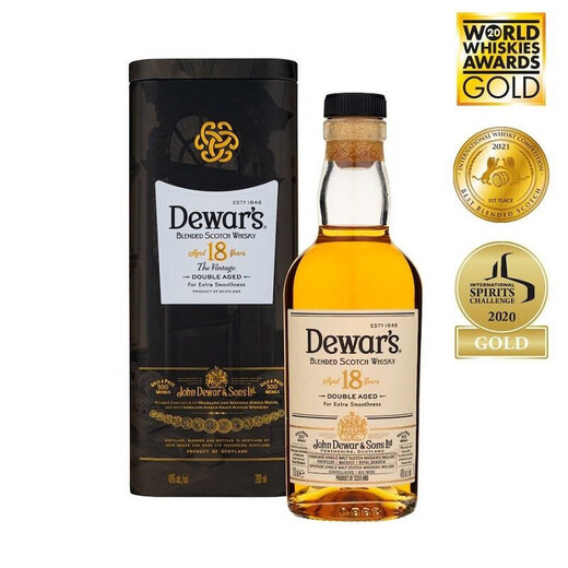 Boîte-cadeau de whisky mélangée de 18 ans de Dewar Whisky 200 ml Vin importé