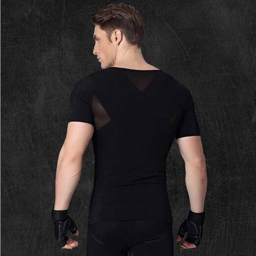 KJ Men's Body Shaping Apparel Abdominal Corset Waist Shaping Corset Vest Sports Fitness Seamless Thin Corset Black L (140-180Jin Jin equals 0.5kg)