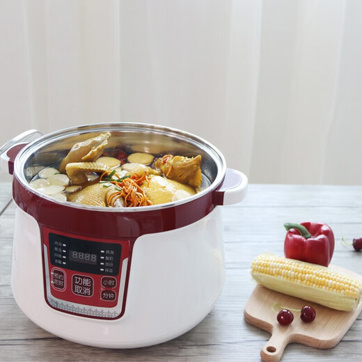 Tianji water-proof electric stew pot ceramic large-capacity household 304 stainless steel stew pot fully automatic soup pot four pots small inner pot 0.65L one pot four pots 3.2L 304 stainless steel glass lid with ceramic steaming grid