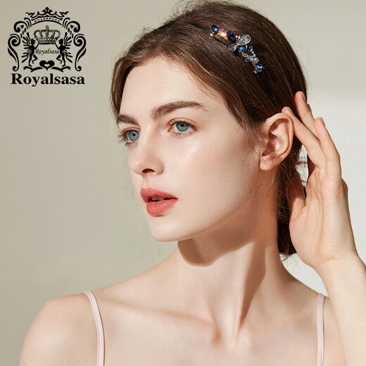 Royal sasa royal salsa headband Korean headwear female elegant rhinestone hair headband adult celebrity hair accessories headband hairpin blue gray BG