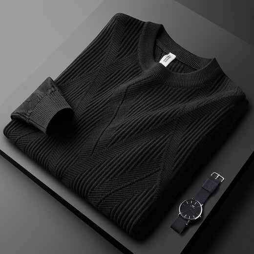 Prideme Light Luxury Winter Burned Algody Sweater Hombres de manga larga Jacquard Patrón de jacquard Sweater Cuello redondeado Top PG9901-Apricot M [Sugerión de peso: 100-120Jin [Jin equivale a 0.5 kg]]
