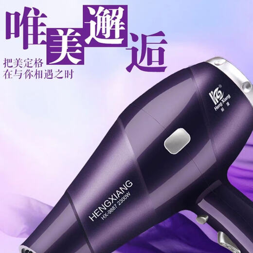 恒翔电吹风大风力9887家庭理发店大功率吹风机冷热风电热调温 深紫色实线长2.5米2300W
