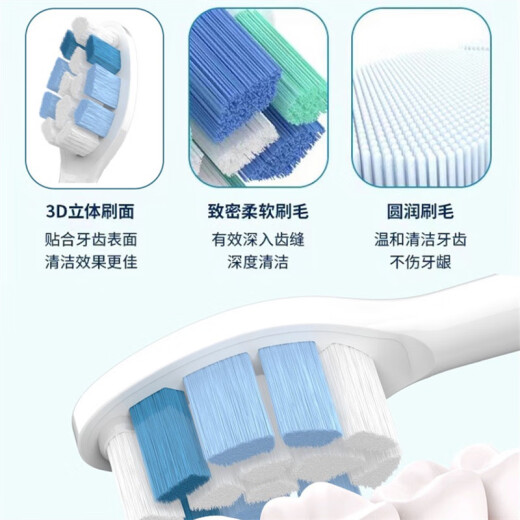 樱也适配飞利浦HX6610-01电动牙刷头HX683P/HX683B/HX686W/HX6620/HX6630/HX6640/HX6650通用替换头 白色3支装