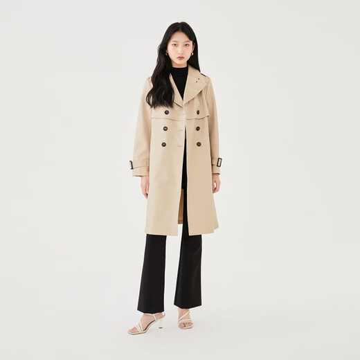 Veromoda Windbreaker Frühlings- und Sommer Taille Revers mittelgroße Farbe Britische Pendeljacke für Frauen 323121021 C13 Light Khaki - Chase Single Xs