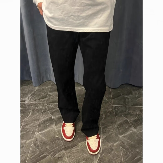 Mode koreanische Ins American High Street Vielseitige, schlanke und leicht Flare Jeans für Männer und Frauen lässige trendige trendige schwarze rauchgraue Hosen G841 Zement grau 2xl