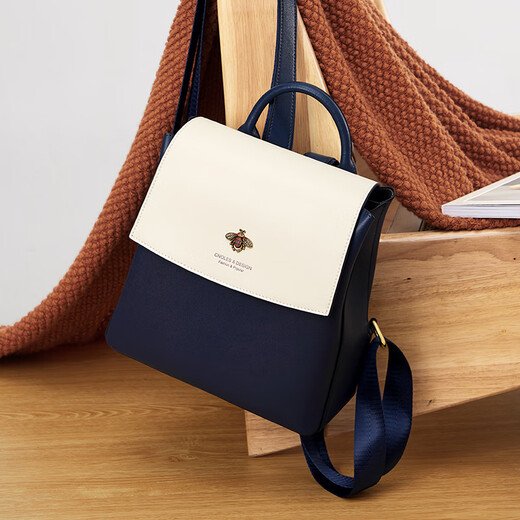 CNOLes [neues Produkt] Rucksack für Frauen 2025 Neues Mode -Rucksack für Frauen für Frauenschulenschule Design Computerbeutel Reisetasche Beige mit Blue_ [Bienenmuster]