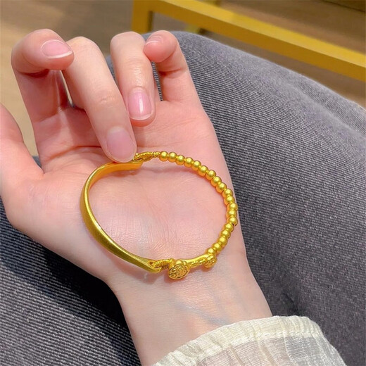 Jianyingsi 9999 Ruyi Lock 24k gold-plated half bracelet bracelet gold transfer bead bracelet Chinese Valentine's Day gift for my wife Ruyi Lock Half Bracelet