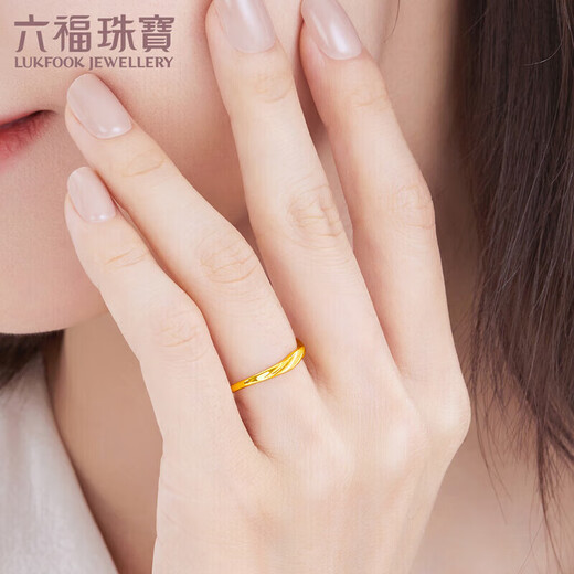 Liufu Jewelry, Gold Glitter Twist Texture Gold Ring Solid Living Ring Priced F96TBGR0006, About 1.95g