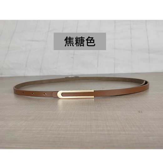 Melece [Selected] New thin genuine leather women's belt simple and versatile elegant cowhide belt with dress skirt for women 11155-light blue 105cm