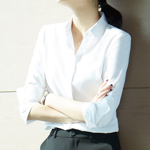 Queen White Shirt Women's Professional Long Sleeve Fashionable Formal Design Niche Work Wear Shirt White L