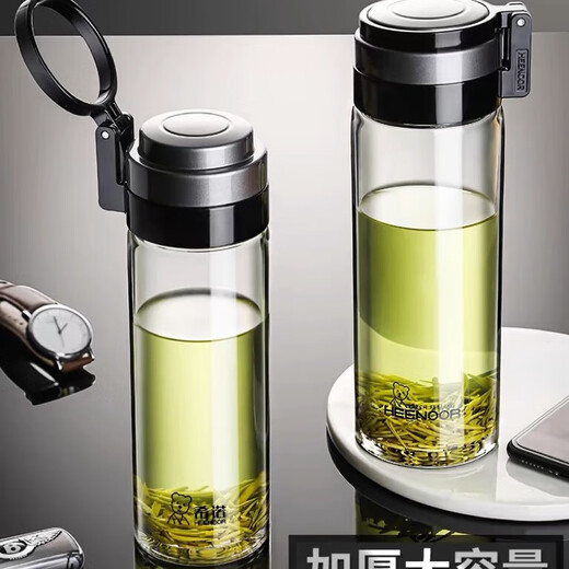 
Sino single-layer glass cup car-mounted men's large capacity portable tea cup with filter mesh thickened water cup XN-6075/6076 Glass cup: 6075-480ML+ cup set cup brush 360ML-695ML