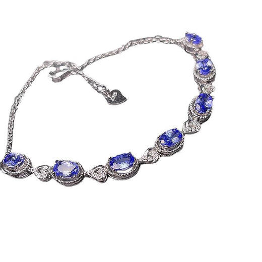 Colorful silver inlaid Pato blue tanzanite bracelet, light luxury, versatile and fashionable birthday gift for wife, girlfriend, 925 silver electroplated rose gold