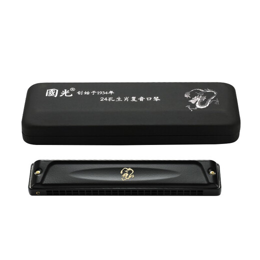 Guoguang 24-луночный полифонный C-Tune Zodiac Harmonica-Long (импортный гон, инструкции по выдуванию) Афины черные