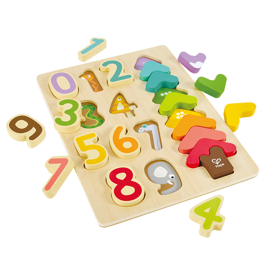 Hape Puzzle jouet en bois tridimensionnel alphanumérique cognitif petite pince puzzle enfant en bas âge apprentissage puzzle garçons et filles Montessori éducation précoce numéro forme puzzle 3-6 ans