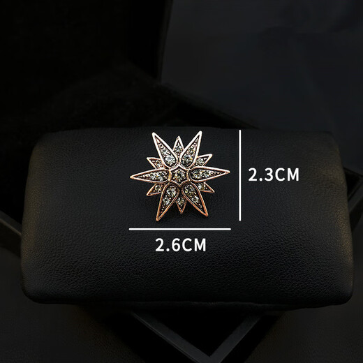 Timo collar pin anti-exposure buckle full of diamond six-pointed star men's brooch shirt collar pin personalized suit badge simple corsage ancient silver B00-204