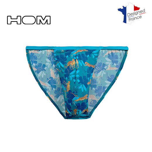 HOM French men's low-waist thong fashionable butt-covering design shows large high-cut sexy underwear multi-color printing briefs multi-color printing L