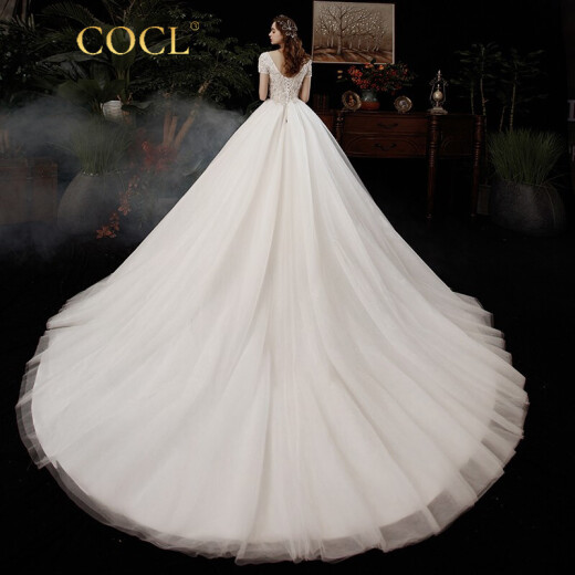 COCL brand women's French wedding dress 2020 new tail European style bride forest style super fairy fantasy starry sky Hepburn luxury tail style S
