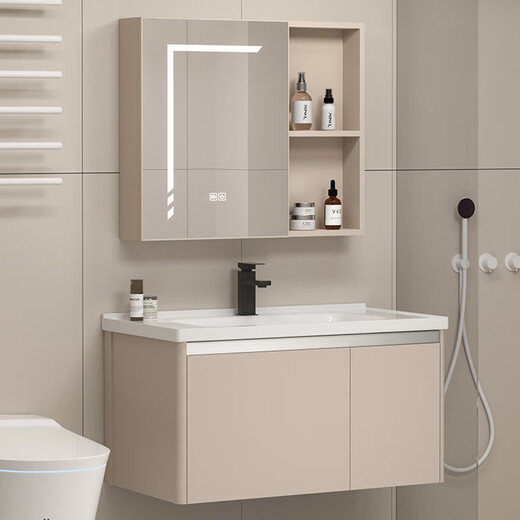 Gabinete de baño de Yidashang Lavado de tocador Combinación de la cuenca del baño Basina de cerámica Integrada Basina de cerámica de 40 cm + Gabinete de espejo P3271