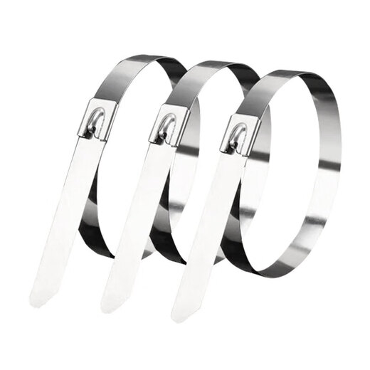 Самоблокирующиеся кабельные стяжки Jiuqiangu из нержавеющей стали 304, устойчивые к коррозии, устойчивые к высоким и низким температурам металлические промышленные кабельные стяжки, садовые кабельные стяжки для наружной обвязки, нескользящие фиксированные кабели 7,9x400 мм, 50 шт.