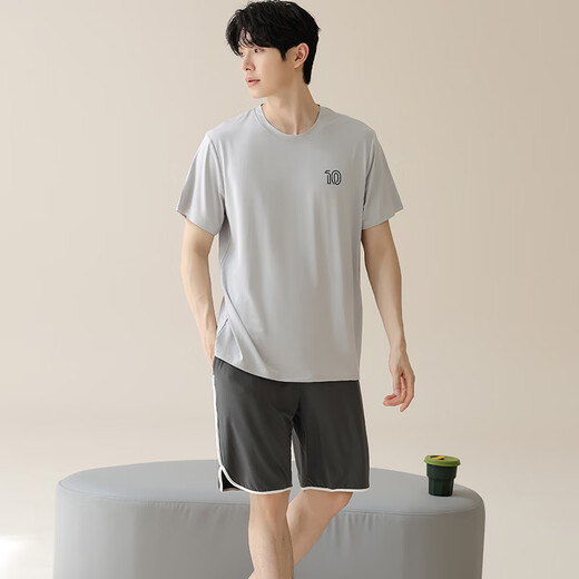
Catman (MiiOW) men's pajamas men's short-sleeved shorts suit Modal summer thin style can be worn on the outside, fashionable ice silk cool home clothes M15606 L Recommended weight 100-120 Jin [Jin equals 0.5 kg]