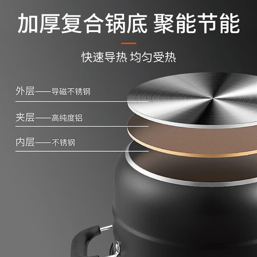 Joyoung steamer steamer stainless steel double-layer bottom 30cm steamed buns steamed buns steamed fish induction cooker gas stove ZGB3061