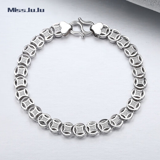 Miss JuJu Pt950 Platinum Bracelet Men's Platinum Bracelet Men's Thick Copper Coin Rich Boss Bracelet Weight 27.40g Length 22cm Thick About 8mm