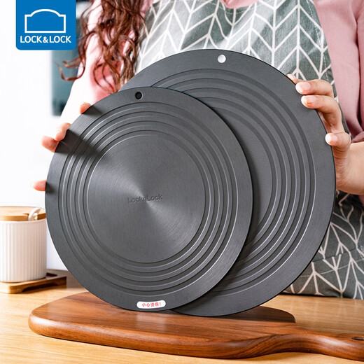LOCK&LOCK kitchen anti-slip heat conductor plate household anti-burn black pot bottom protector heat conductor pad heating seafood steak thawing tray 24CM*3MM (thick)