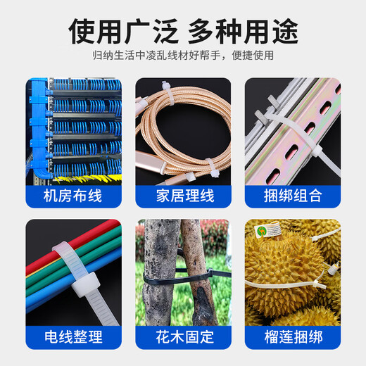 LTS力泰 自锁式尼龙扎带 电脑主机装机户外园艺线缆 理线束线捆扎绑带 大号黑白色按公斤批发1KG 5*300白色1公斤（宽3.6）大约829条
