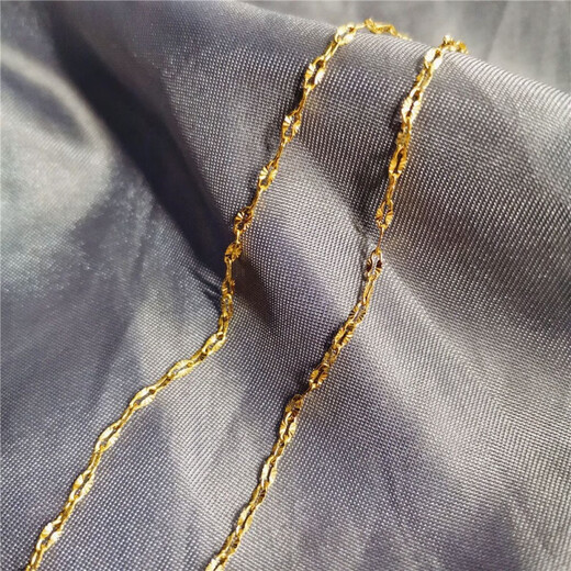 Zhijue pure gold 999 gold necklace for men and women, pure gold chain, clavicle chain, gold color water wave chain, gift for girlfriend, gold water wave chain 0.01g