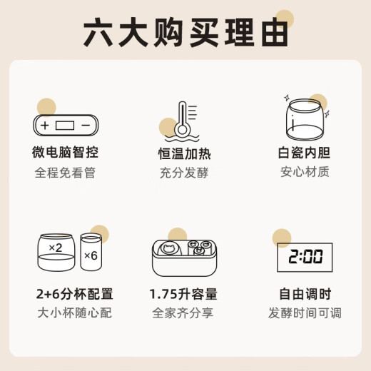 小熊（Bear）酸奶机 家用全自动大容量分杯米酒机酸奶发酵菌纳豆泡菜机SNJ-C10P2（浅绿）