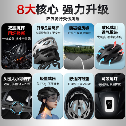 Li Ning Cycling Helmet Bicycle Men's Road Bike Mountain Bike Safety Hat Women's Goggles One-piece Equipment Accessories Helmet