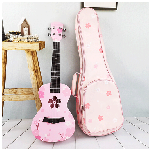 Quyang Ukulele female beginner professional-grade female cute entry-level children's small guitar Uklili veneer cherry blossoms + big gift bag 23 inches