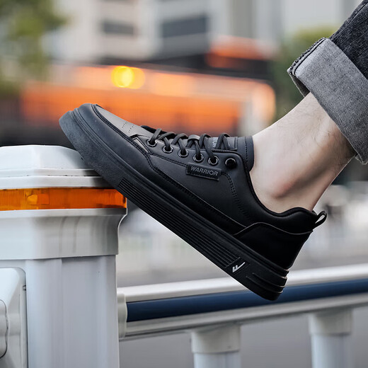 Warrior sneakers men's shoes simple versatile low-cut casual shoes outdoor breathable sports white shoes 901730 black 42