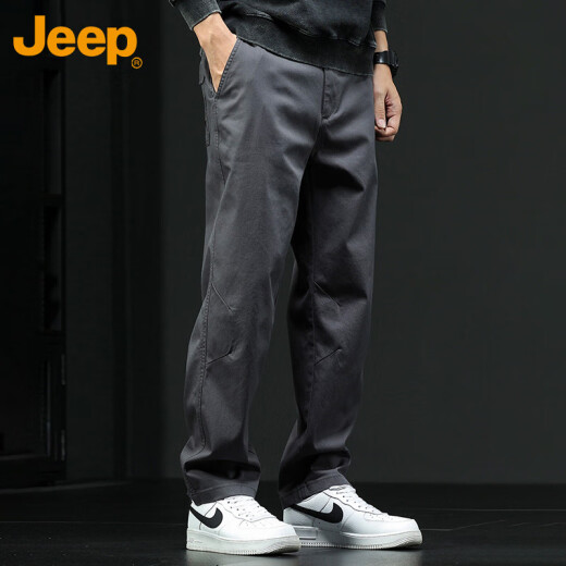 Jeep (JEEP) casual pants for men summer straight pants for men loose trendy work pants for men dark gray XL